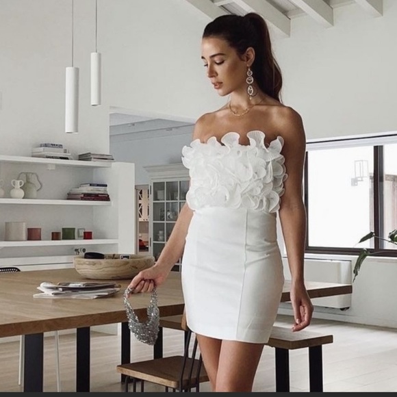 ZARA NEW WOMAN PLEATED RUFFLES MINI DRESS WHITE Size XS REF. 1971/084 - Picture 2 of 6